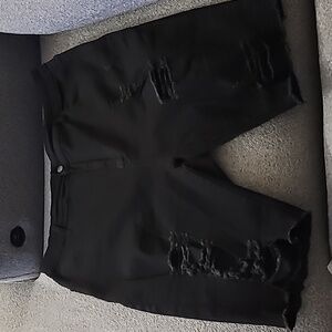 NWOT Sleek Black Buttoned Distressed Shorts